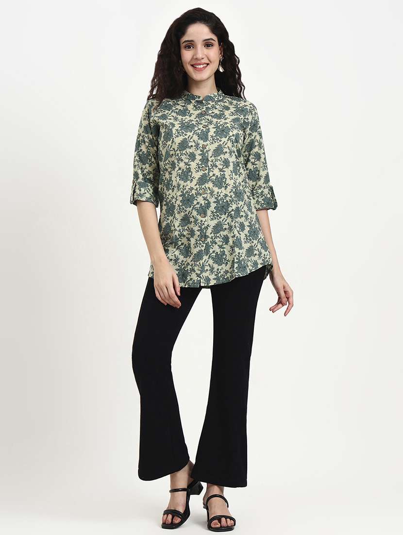 women printed three quarter sleeve shirt top - 22140781 - Standard Image - 5