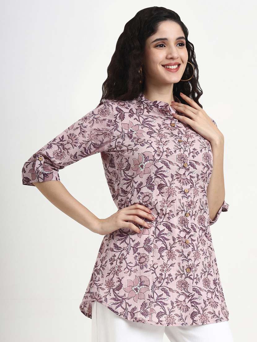 women printed three quarter sleeve shirt top - 22140782 - Standard Image - 3