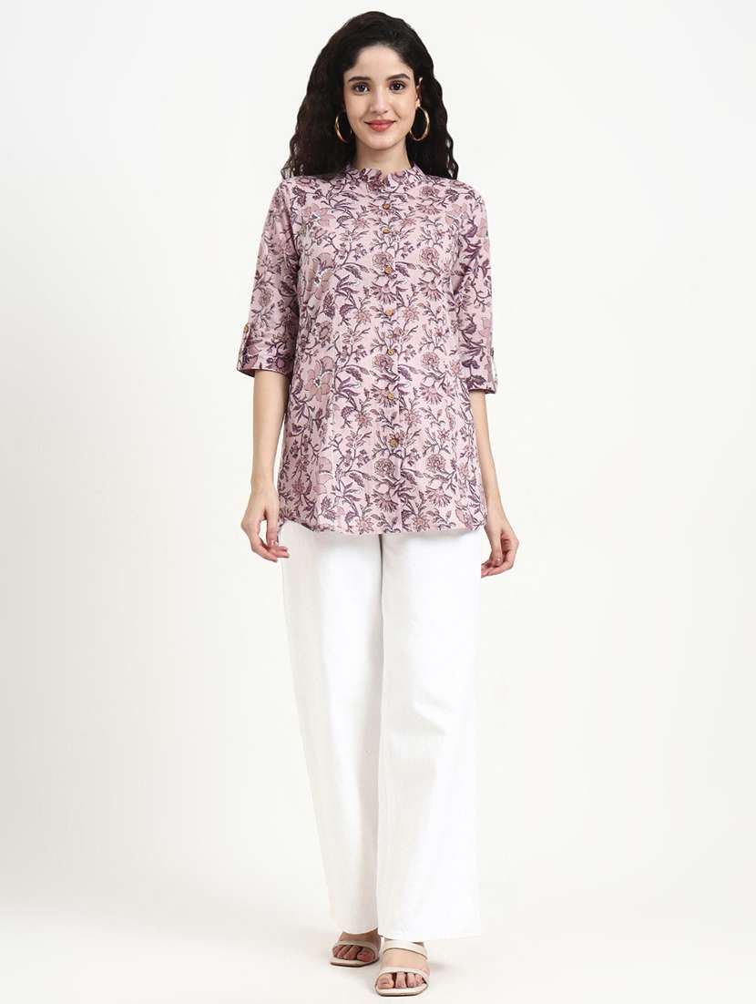 women printed three quarter sleeve shirt top - 22140782 - Standard Image - 5