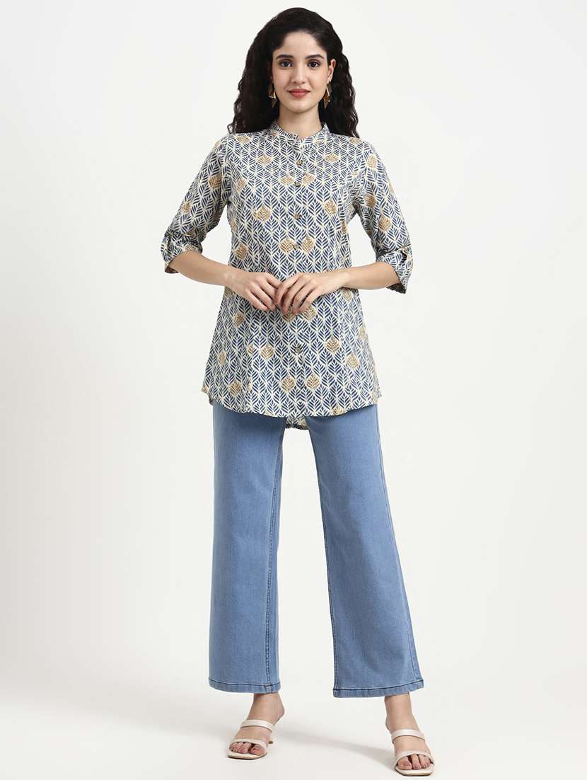 women printed three quarter sleeve shirt top - 22140783 - Standard Image - 5