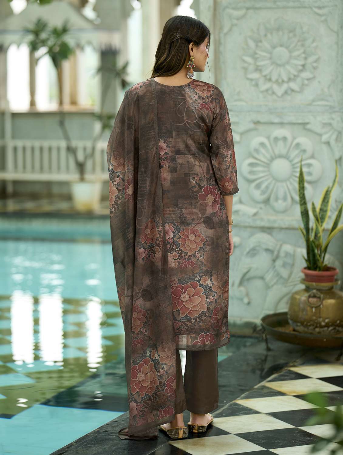 women printed three quarter sleeve kurta pant with dupatta set - 22140792 -  Standard Image - 3