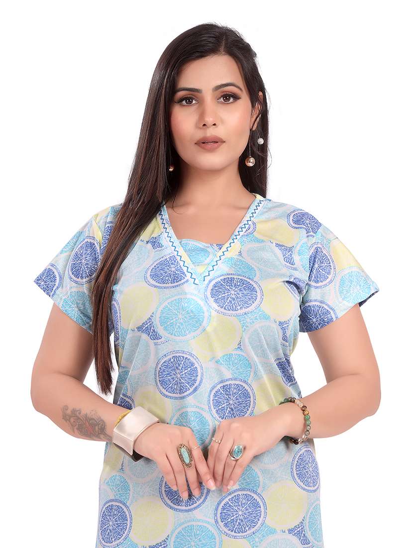women printed short sleeve nighty - 22140925 -  Standard Image - 5