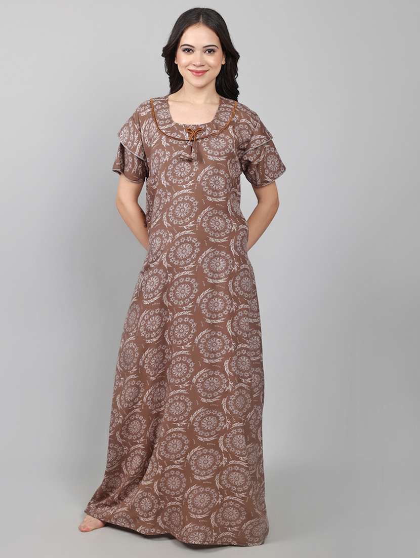 women printed short sleeve nighty  - 22140933 -  Standard Image - 3