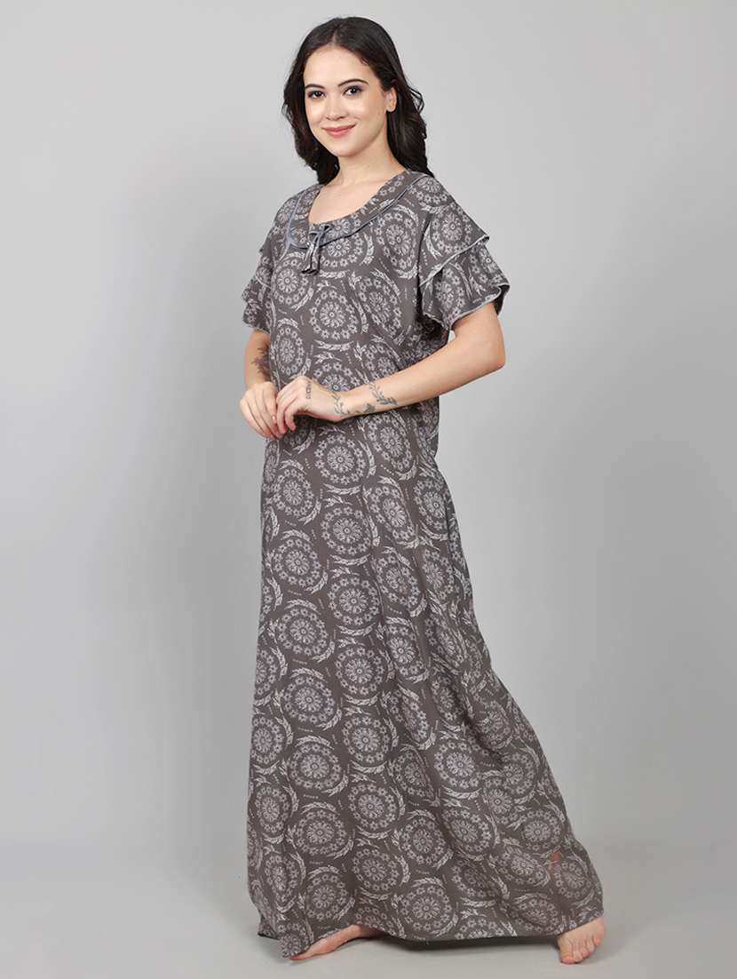 women printed short sleeve nighty  - 22140934 -  Standard Image - 3