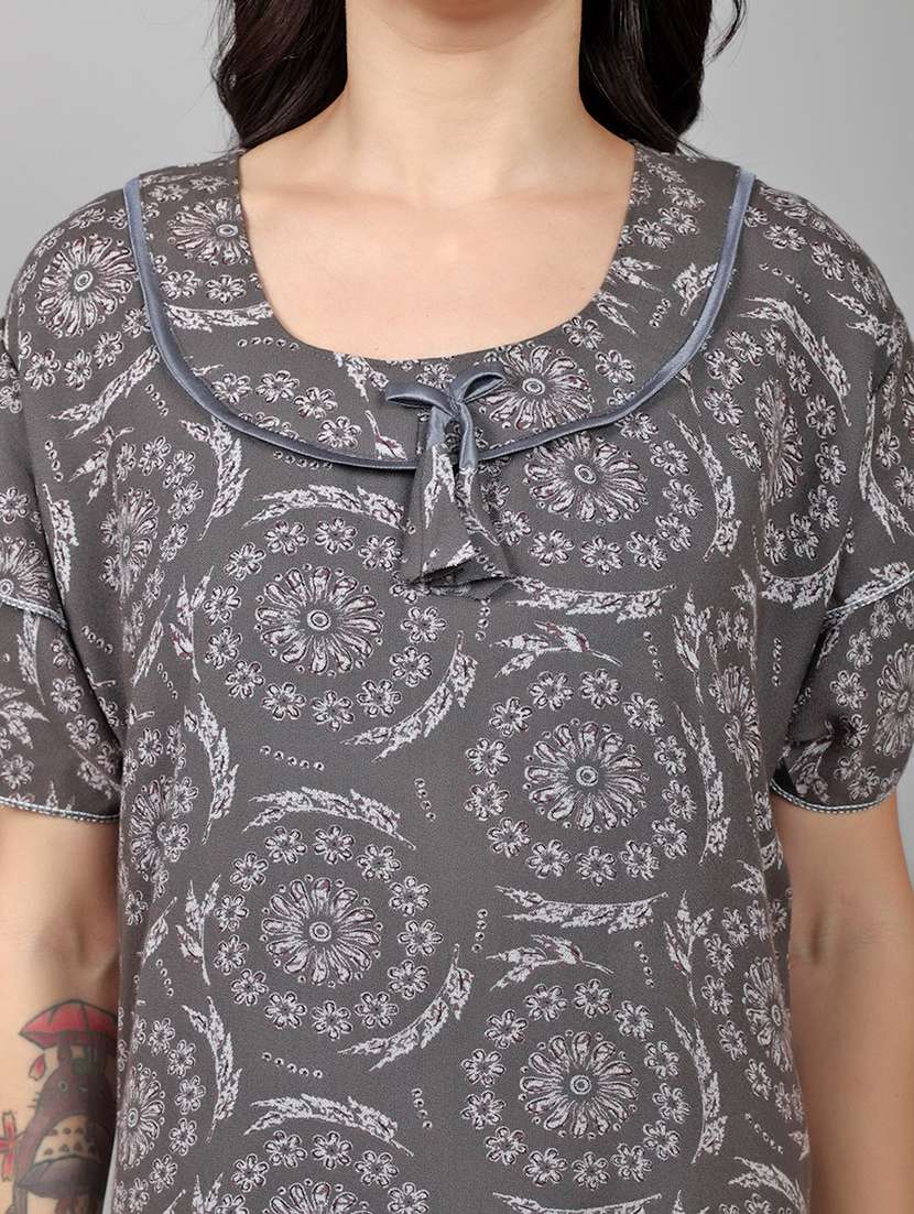 women printed short sleeve nighty  - 22140934 -  Standard Image - 5