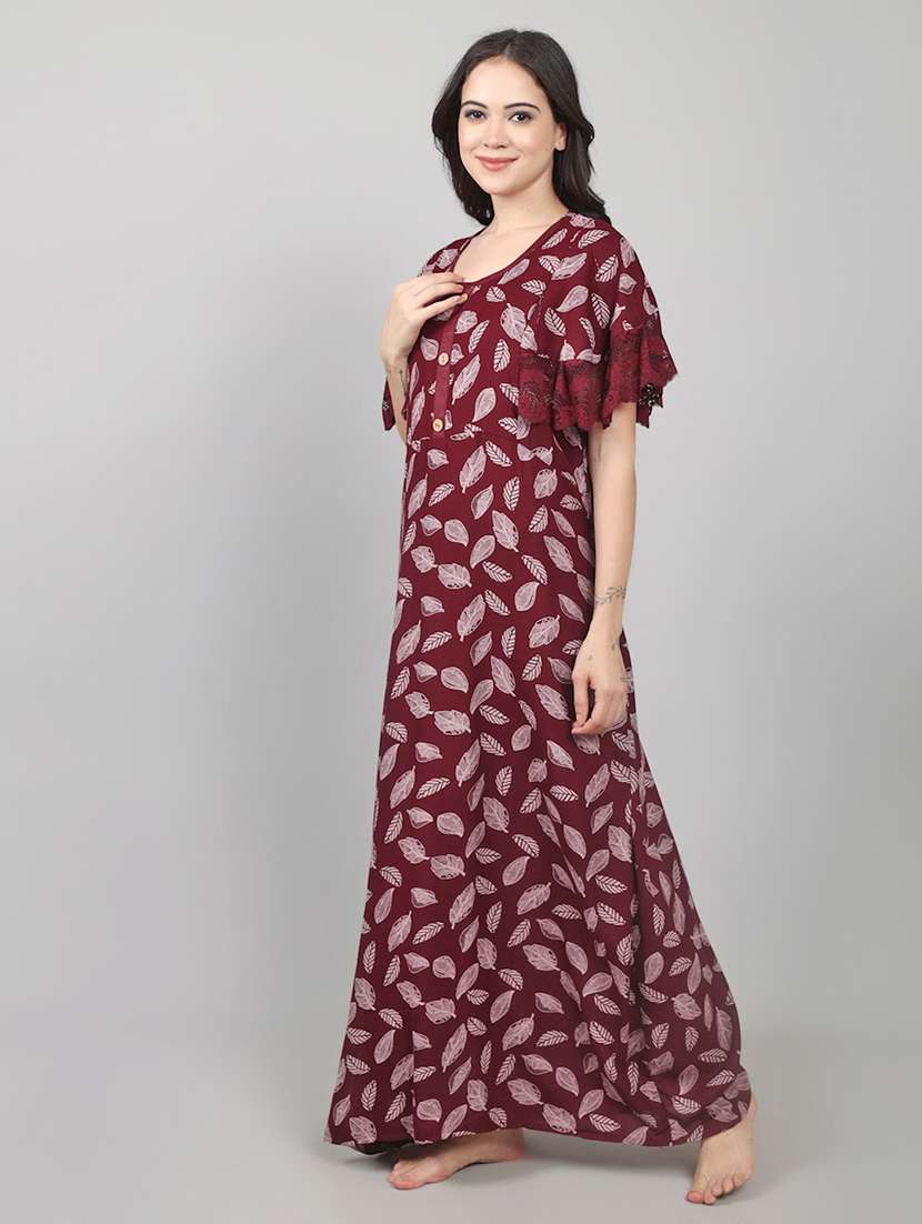women printed short sleeve nighty  - 22140936 -  Standard Image - 3
