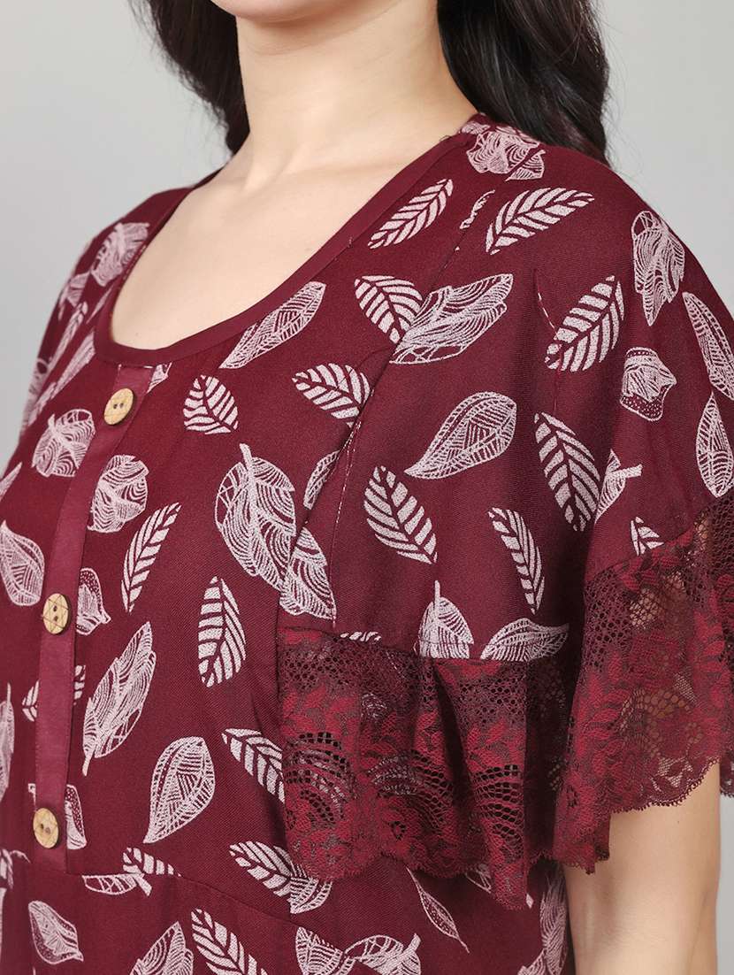 women printed short sleeve nighty  - 22140936 -  Standard Image - 5