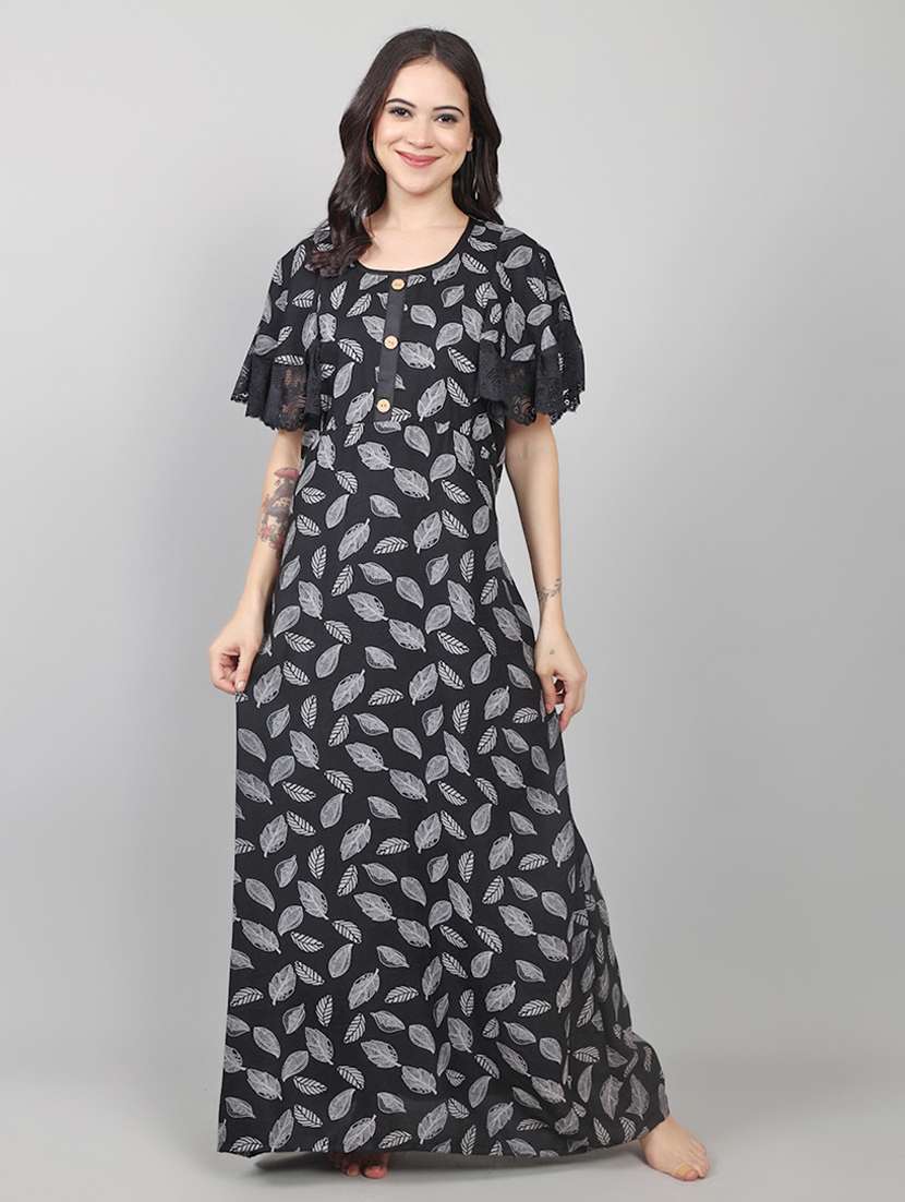 women printed short sleeve nighty  - 22140937 -  Standard Image - 3