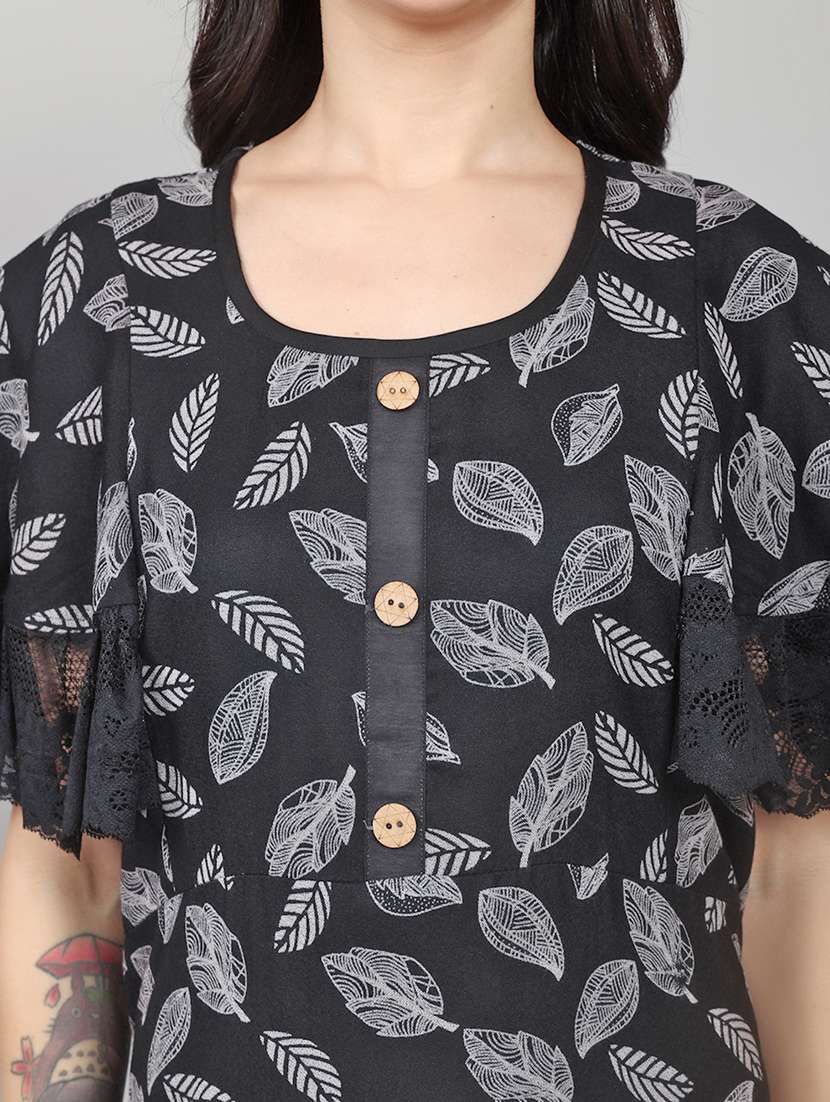 women printed short sleeve nighty  - 22140937 -  Standard Image - 5