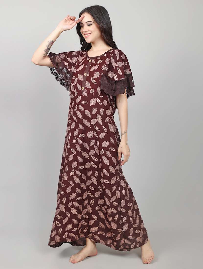 women printed short sleeve nighty  - 22140938 -  Standard Image - 3