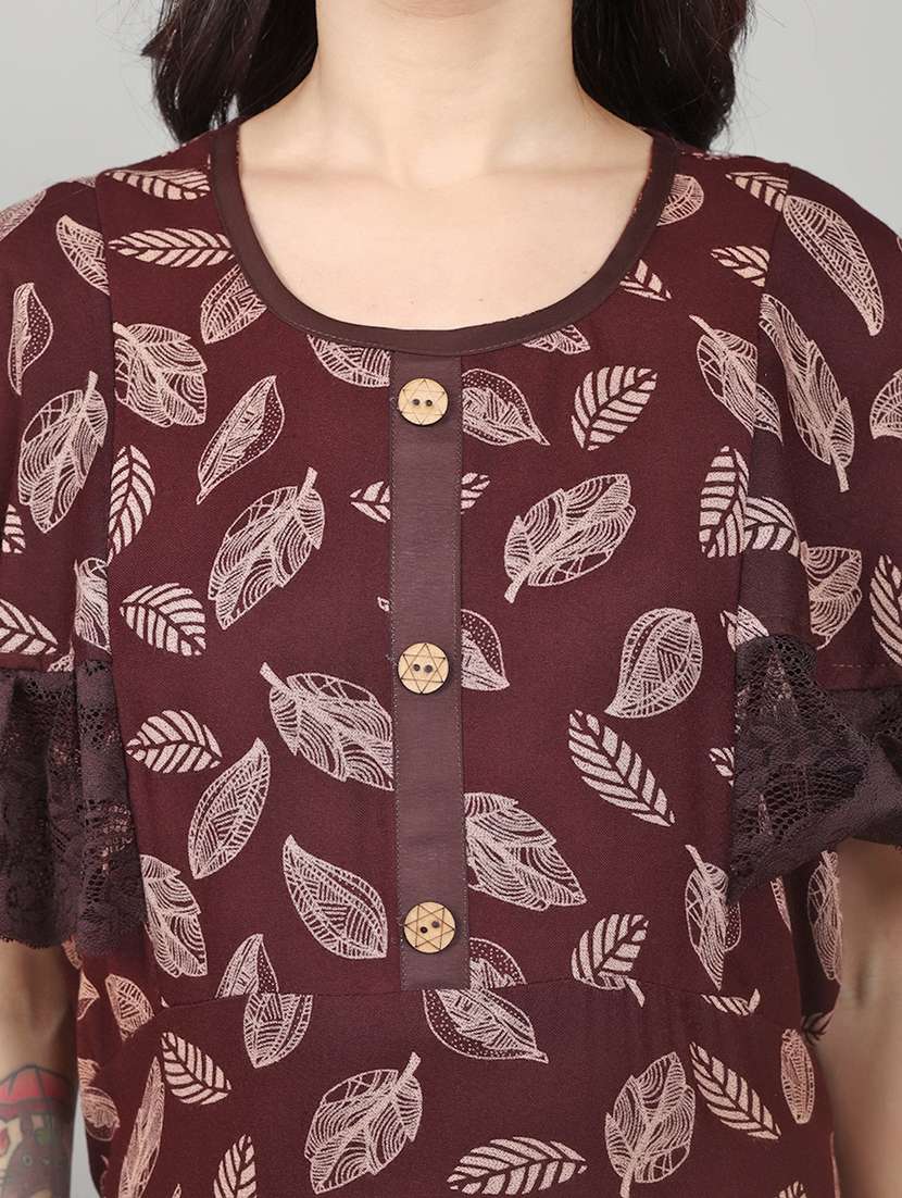 women printed short sleeve nighty  - 22140938 -  Standard Image - 5