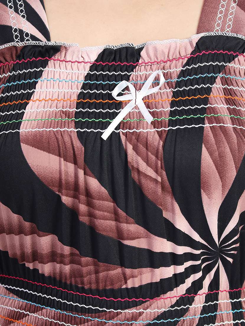 women printed short sleeve nighty - 22140939 -  Standard Image - 5