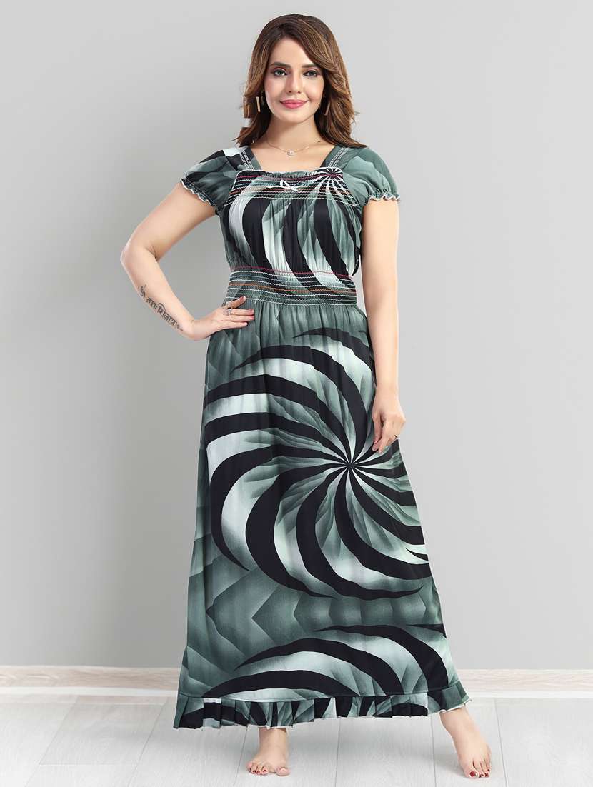 women printed short sleeve nighty - 22140940 -  Standard Image - 3