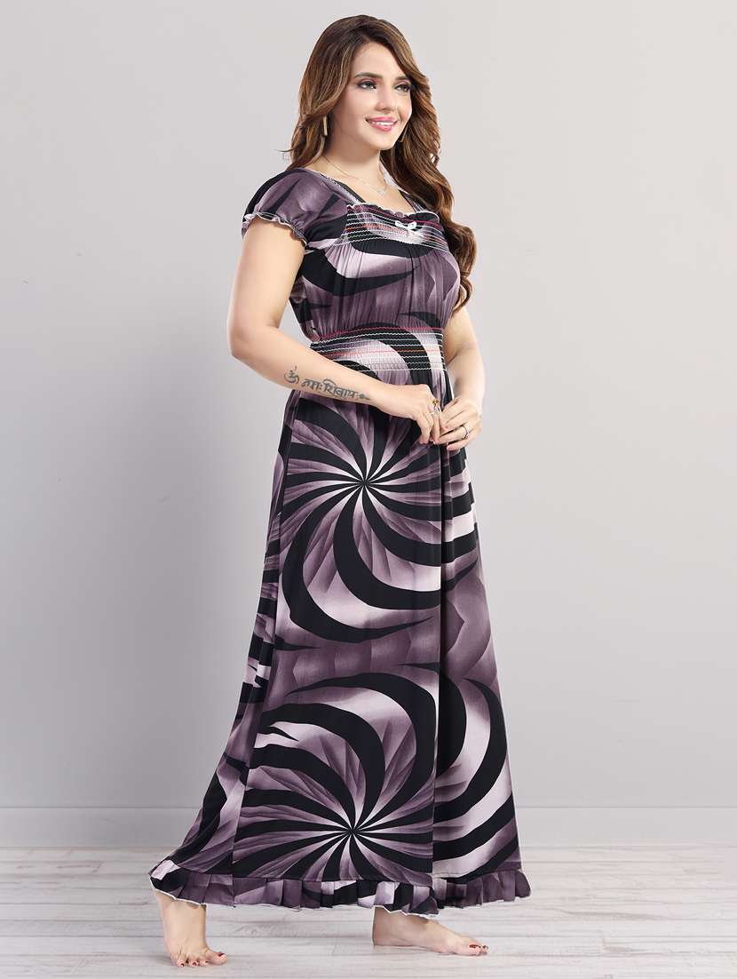 women printed short sleeve nighty - 22140941 -  Standard Image - 3