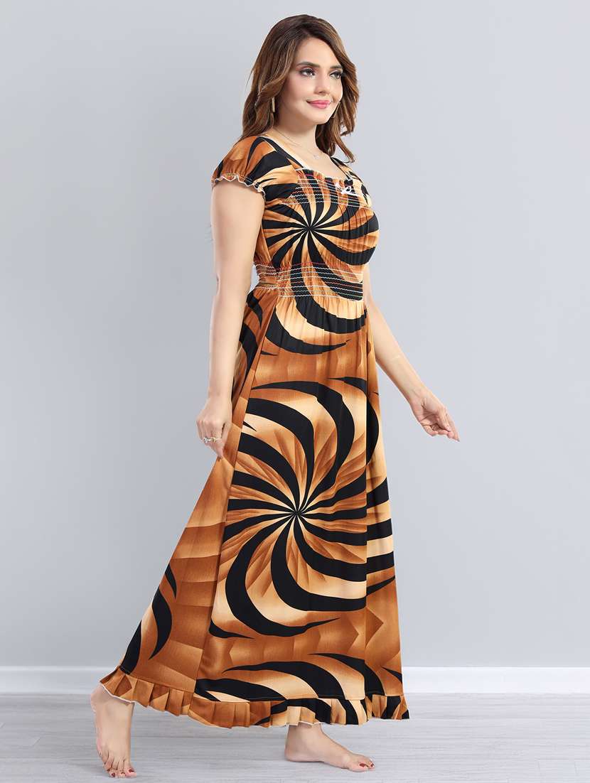 women printed short sleeve nighty - 22140944 -  Standard Image - 3