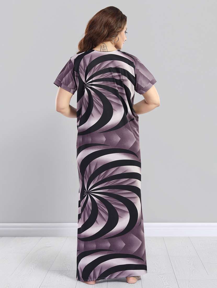 women printed short sleeve nighty - 22140945 -  Standard Image - 3