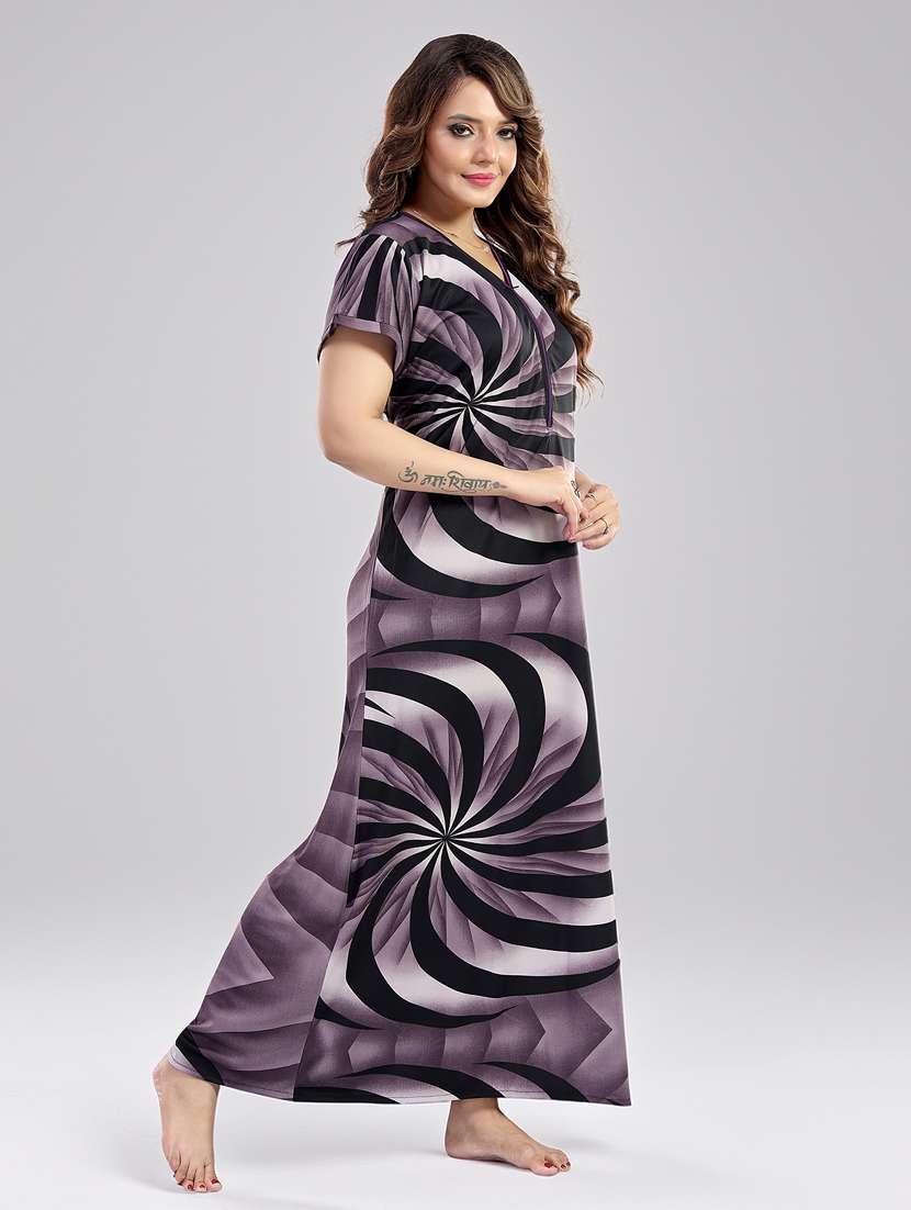 women printed short sleeve nighty - 22140951 -  Standard Image - 3