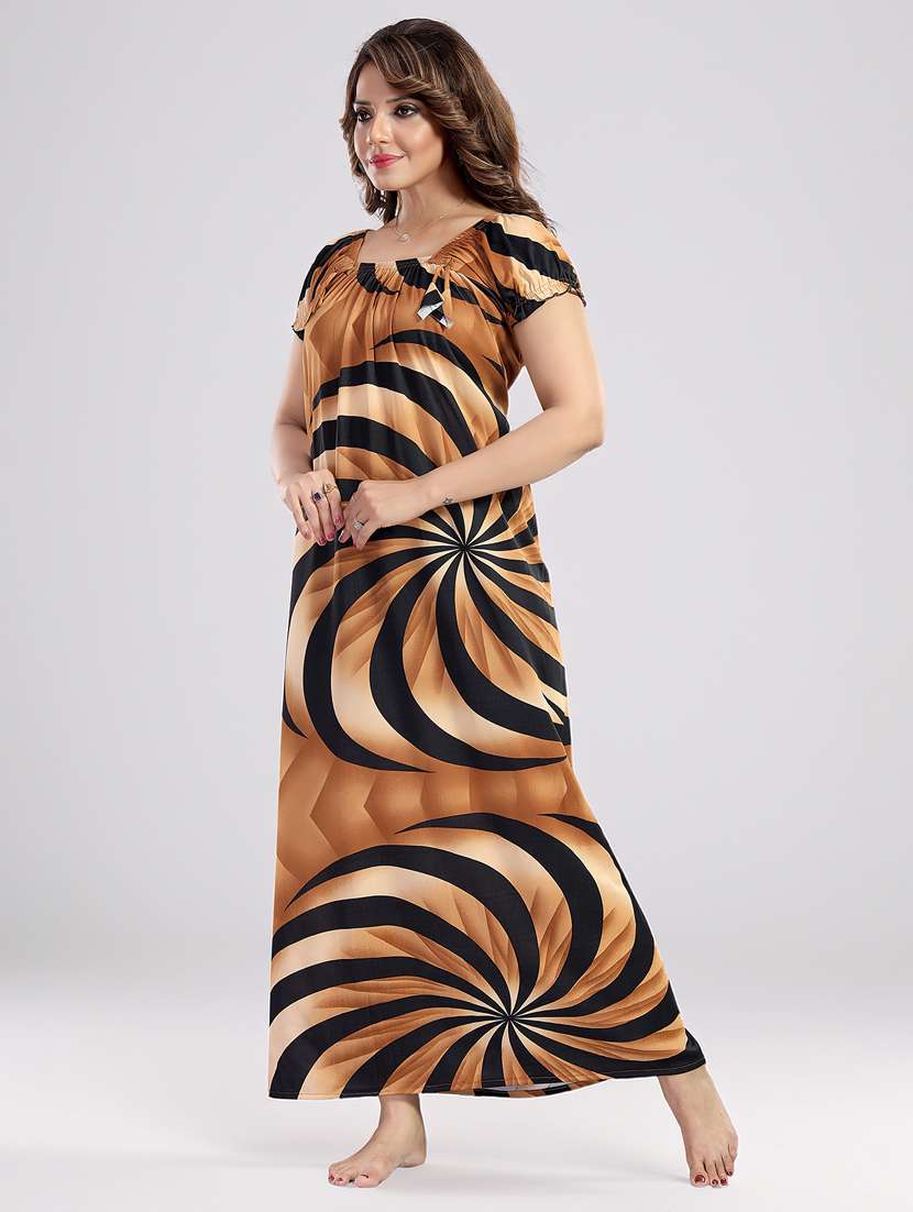 women printed short sleeve nighty - 22140957 -  Standard Image - 3