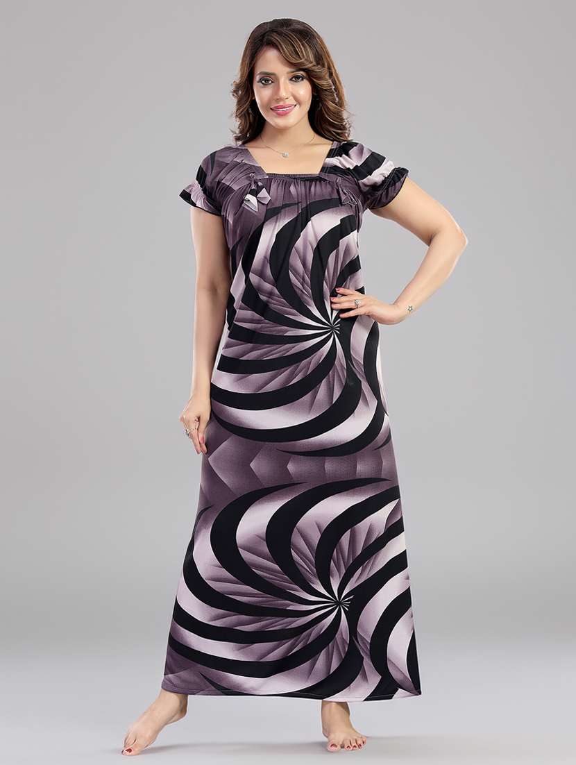 women printed short sleeve nighty - 22140958 -  Standard Image - 3