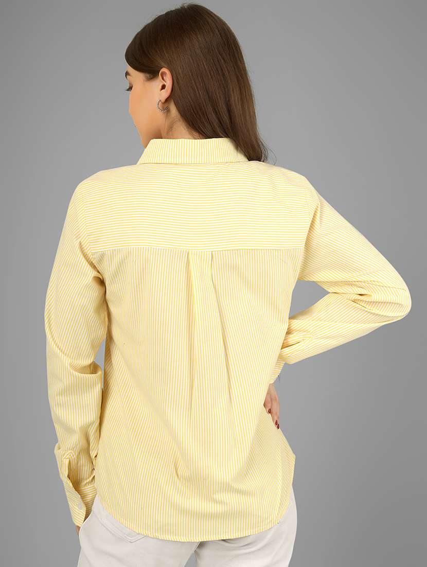women striped long sleeve collared shirt - 22140966 - Standard Image - 3