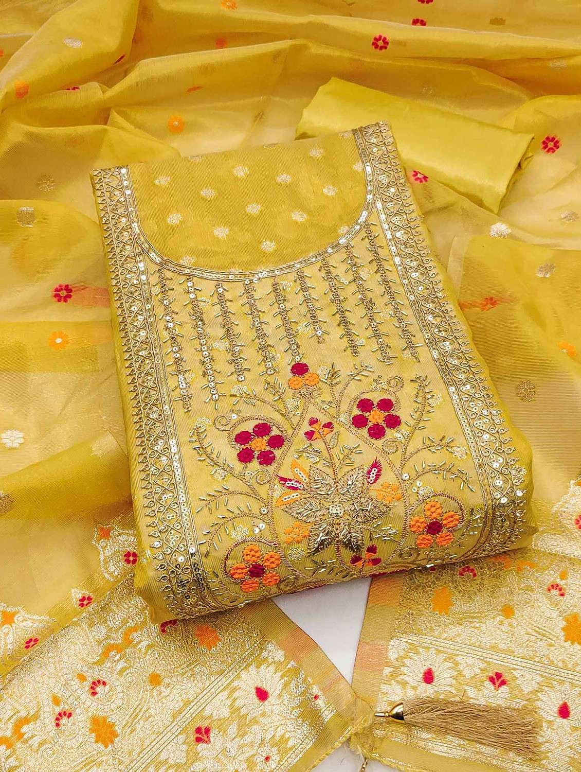 women self design embroidered unstitched suit set - 22141174 -  Zoom Image - 0