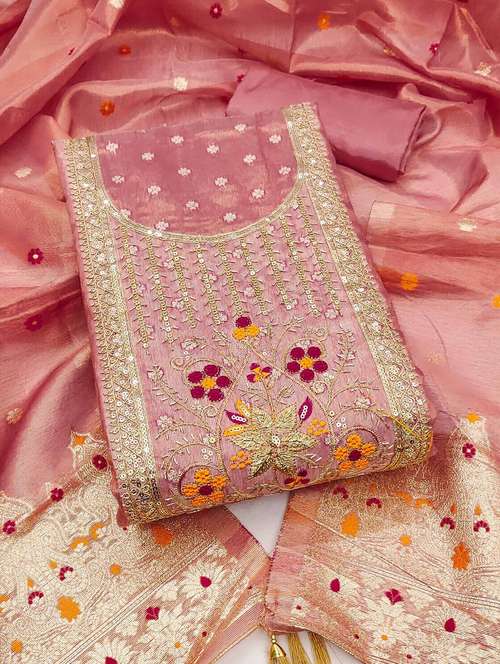women self design embroidered unstitched suit set - 22141176 -  Standard Image - 0