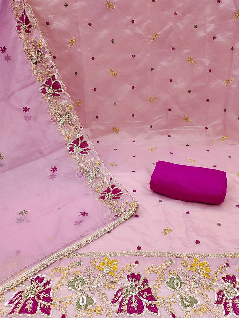 women solid with work unstitched suit set - 22141189 -  Standard Image - 3