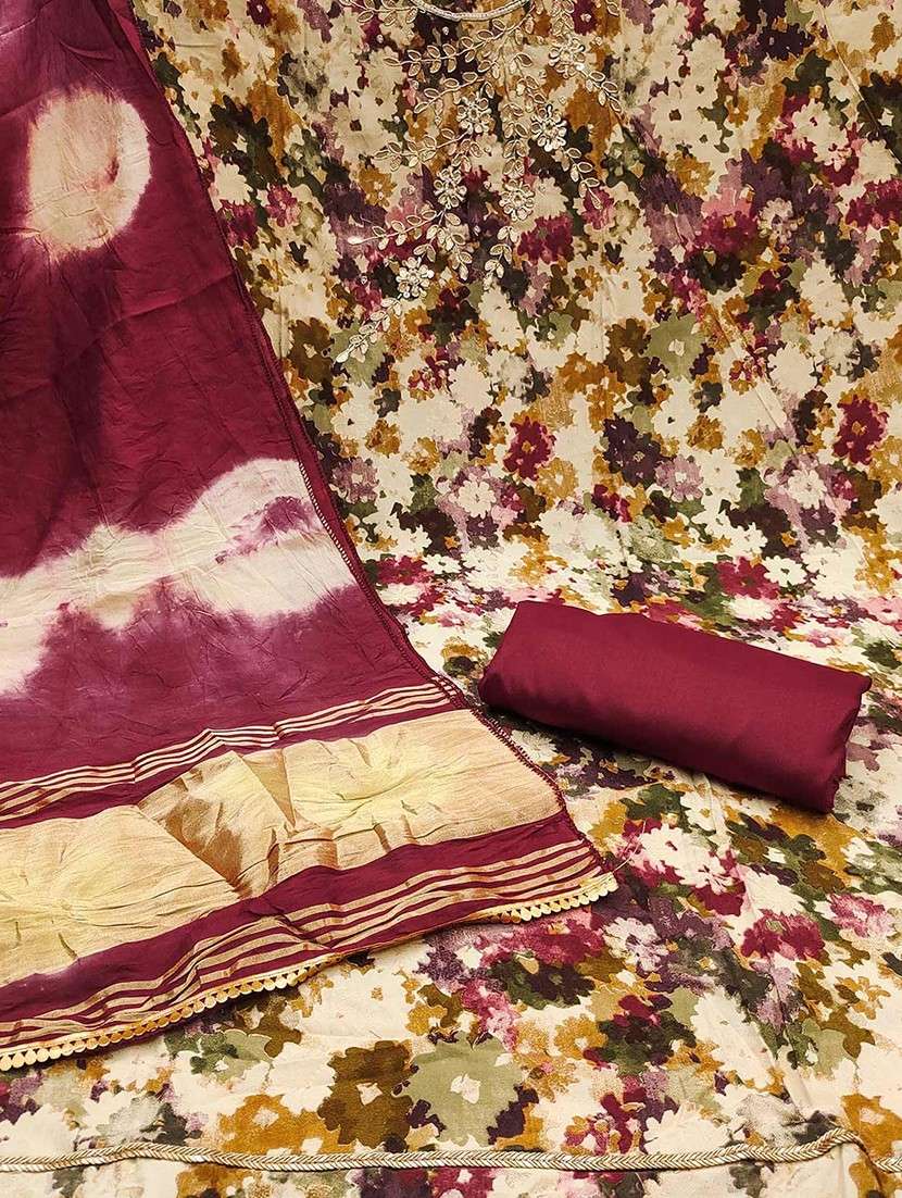 women printed embroidered unstitched suit set - 22141191 - Standard Image - 3