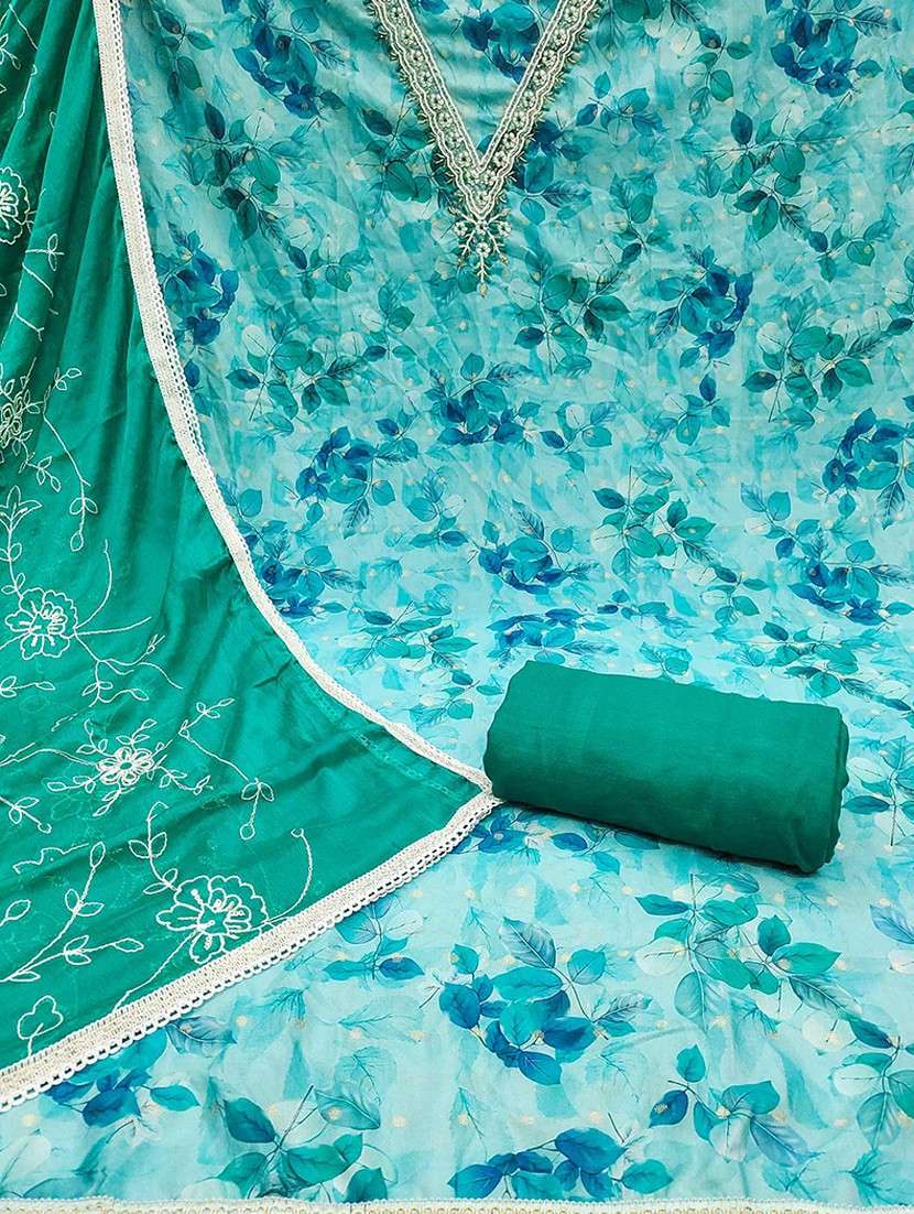 women printed embellished unstitched suit set - 22141201 -  Standard Image - 3