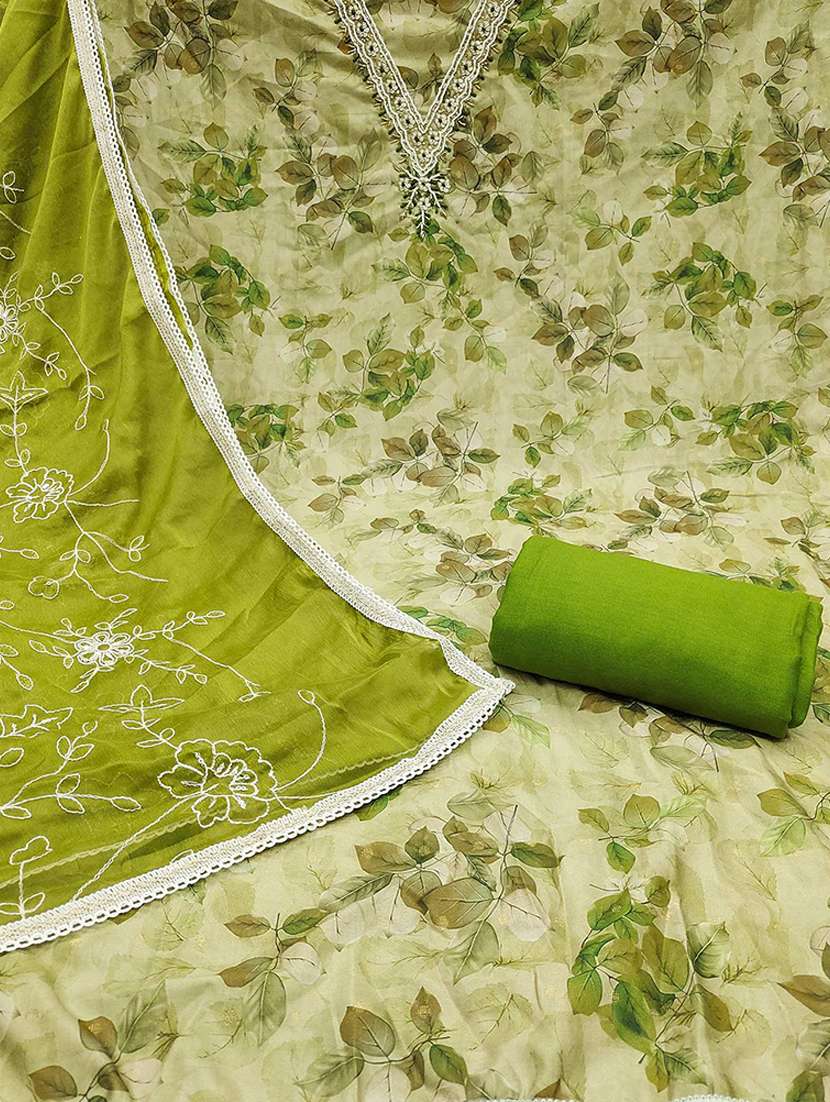 women printed embellished unstitched suit set - 22141202 -  Standard Image - 3