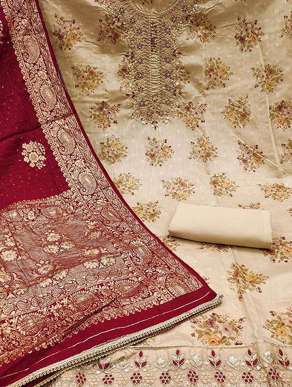 women floral embroidered unstitched suit set - 22141217 -  Standard Image - 3