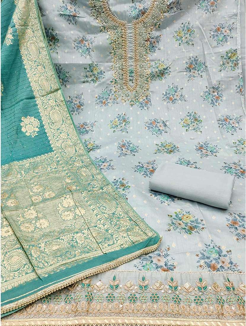 women floral embroidered unstitched suit set - 22141220 -  Standard Image - 3