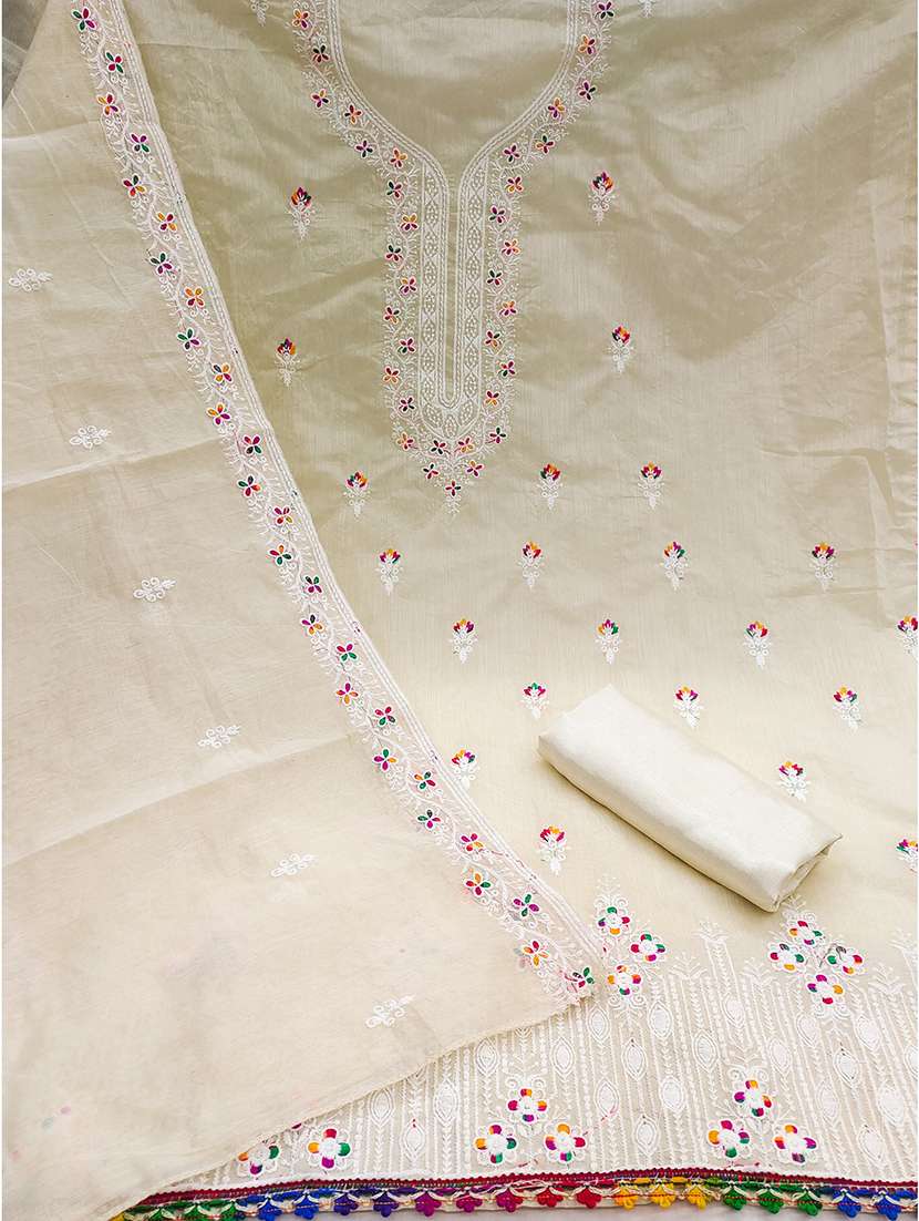 women solid with work unstitched suit set - 22141246 -  Standard Image - 3