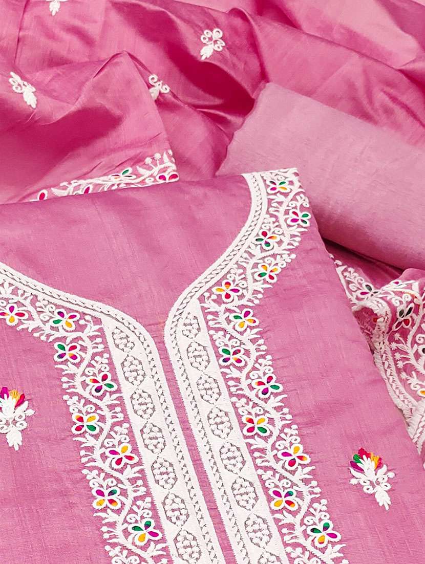 women solid with work unstitched suit set - 22141252 -  Standard Image - 3