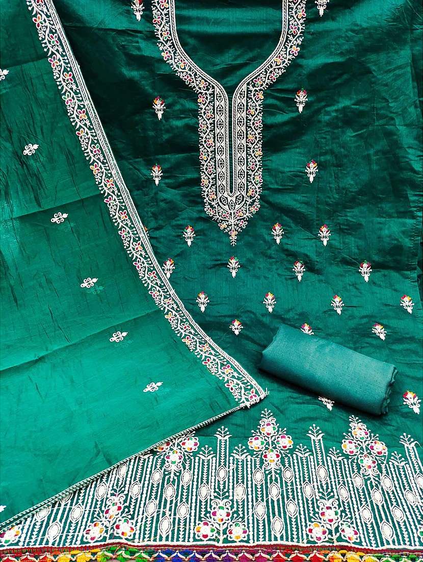 women solid with work unstitched suit set - 22141253 -  Standard Image - 3