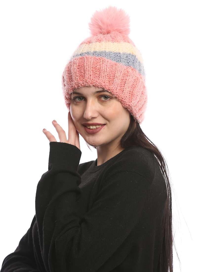 women self design winter cap - 22141257 -  Standard Image - 3