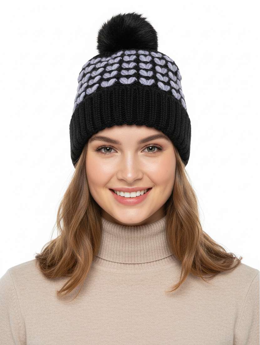 women self design winter cap - 22141265 -  Zoom Image - 0