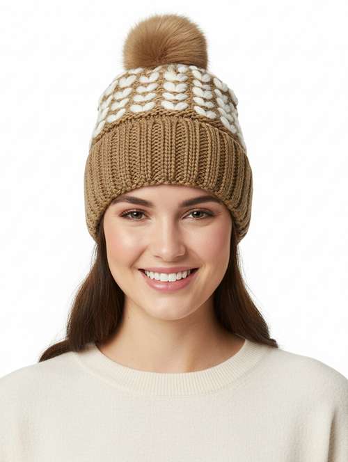 women self design winter cap - 22141266 -  Standard Image - 0