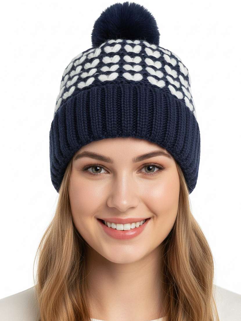 women self design winter cap - 22141268 -  Zoom Image - 0