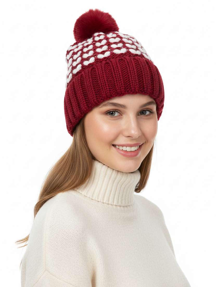women self design winter cap - 22141270 -  Zoom Image - 0