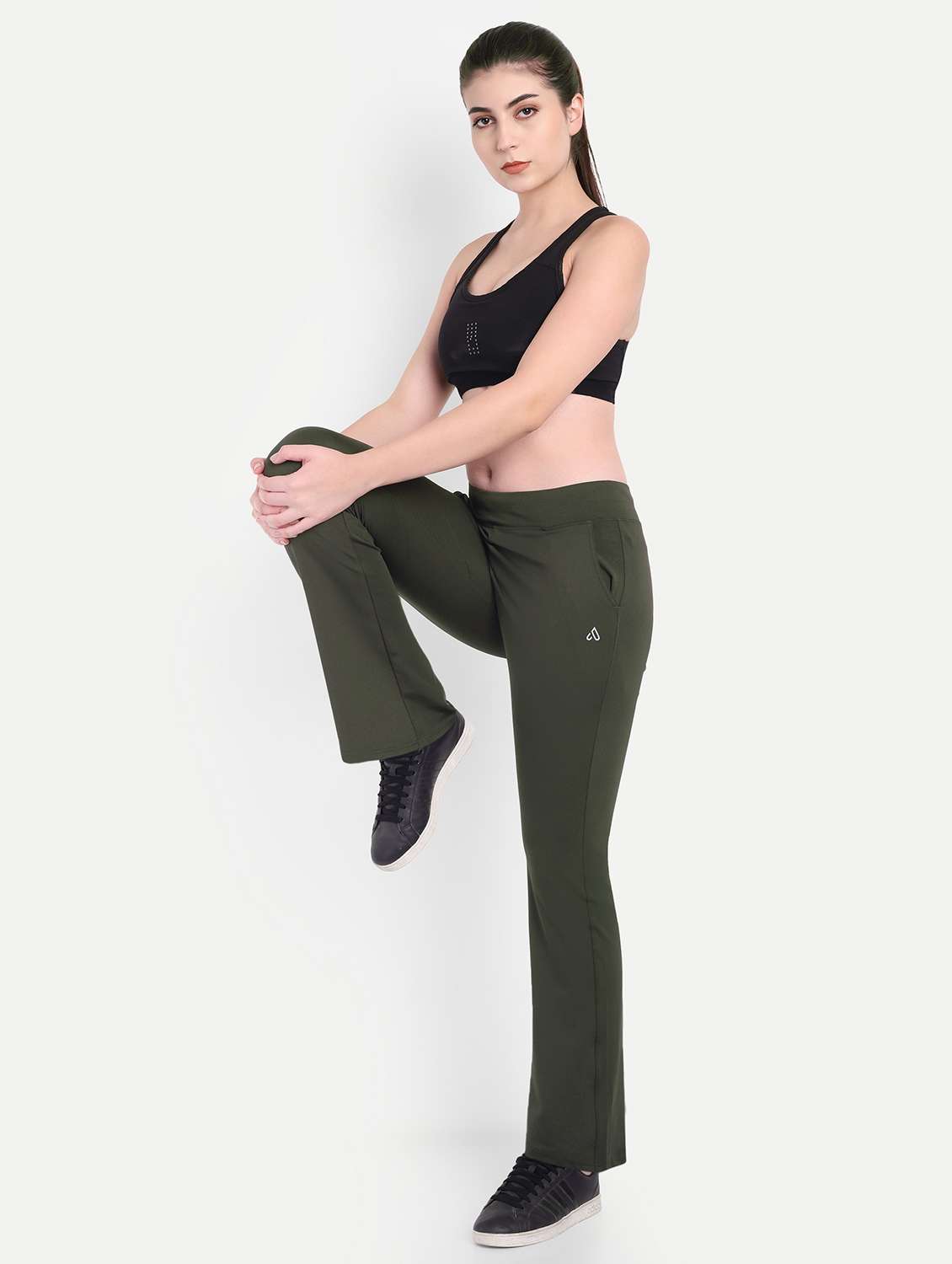 women solid mid rise ankle length yoga pant - 22141286 - Standard Image - 3