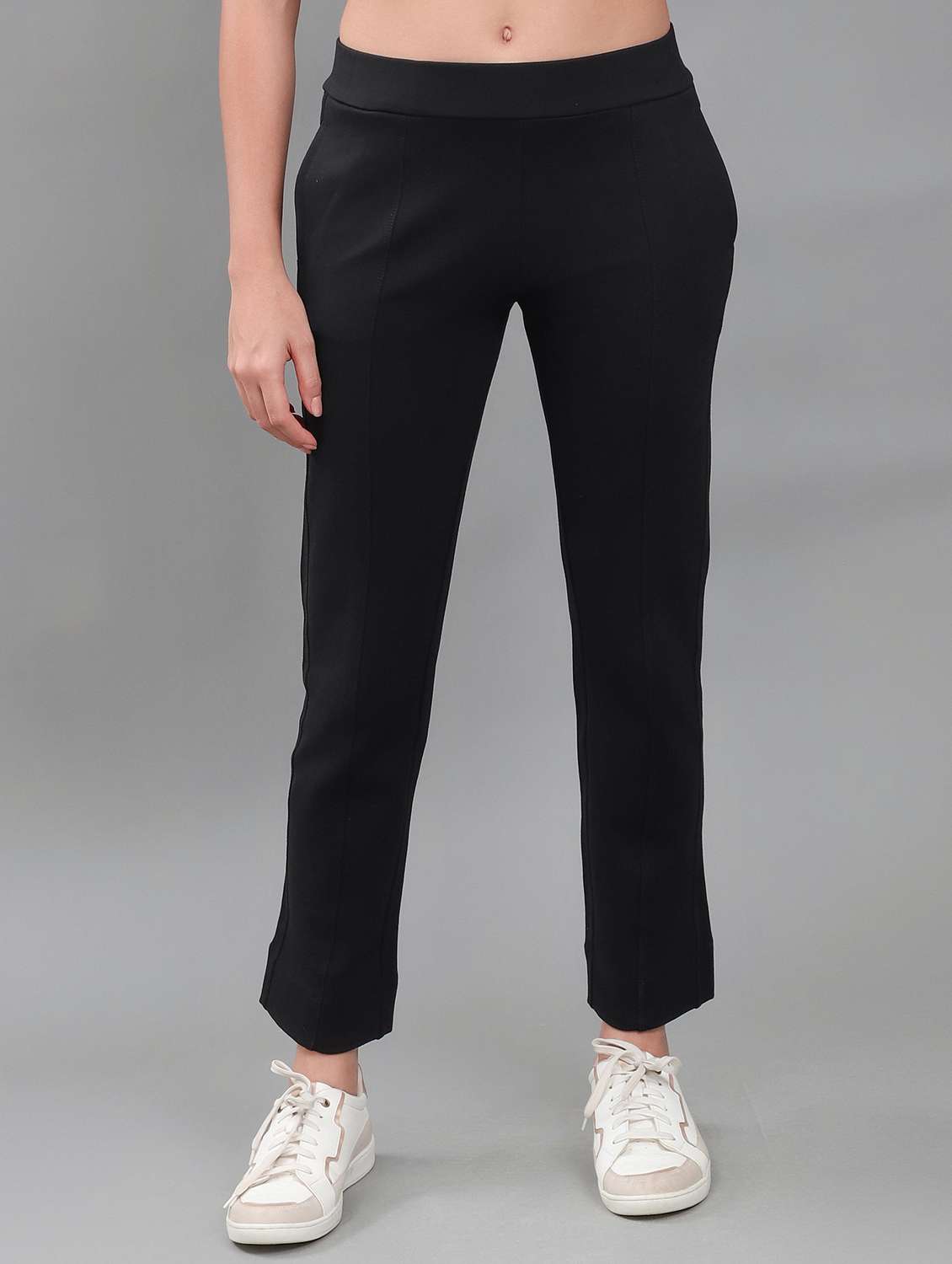 women solid mid rise track pant - 22141287 - Zoom Image - 0