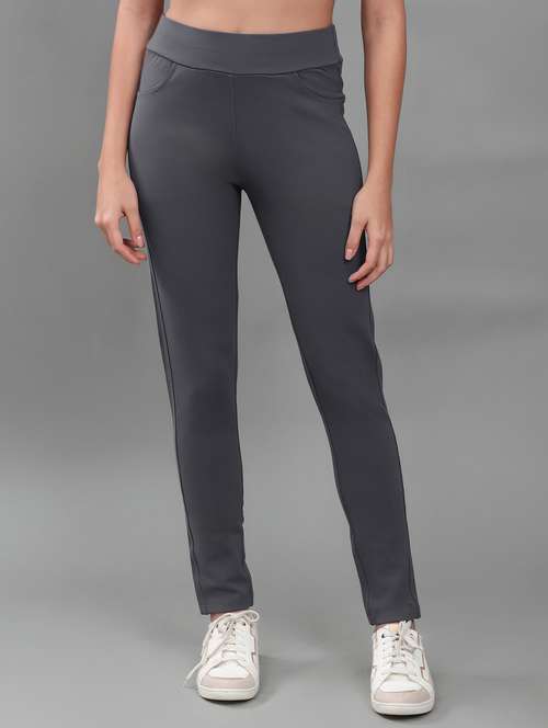 women solid mid rise track pant - 22141290 - Standard Image - 0