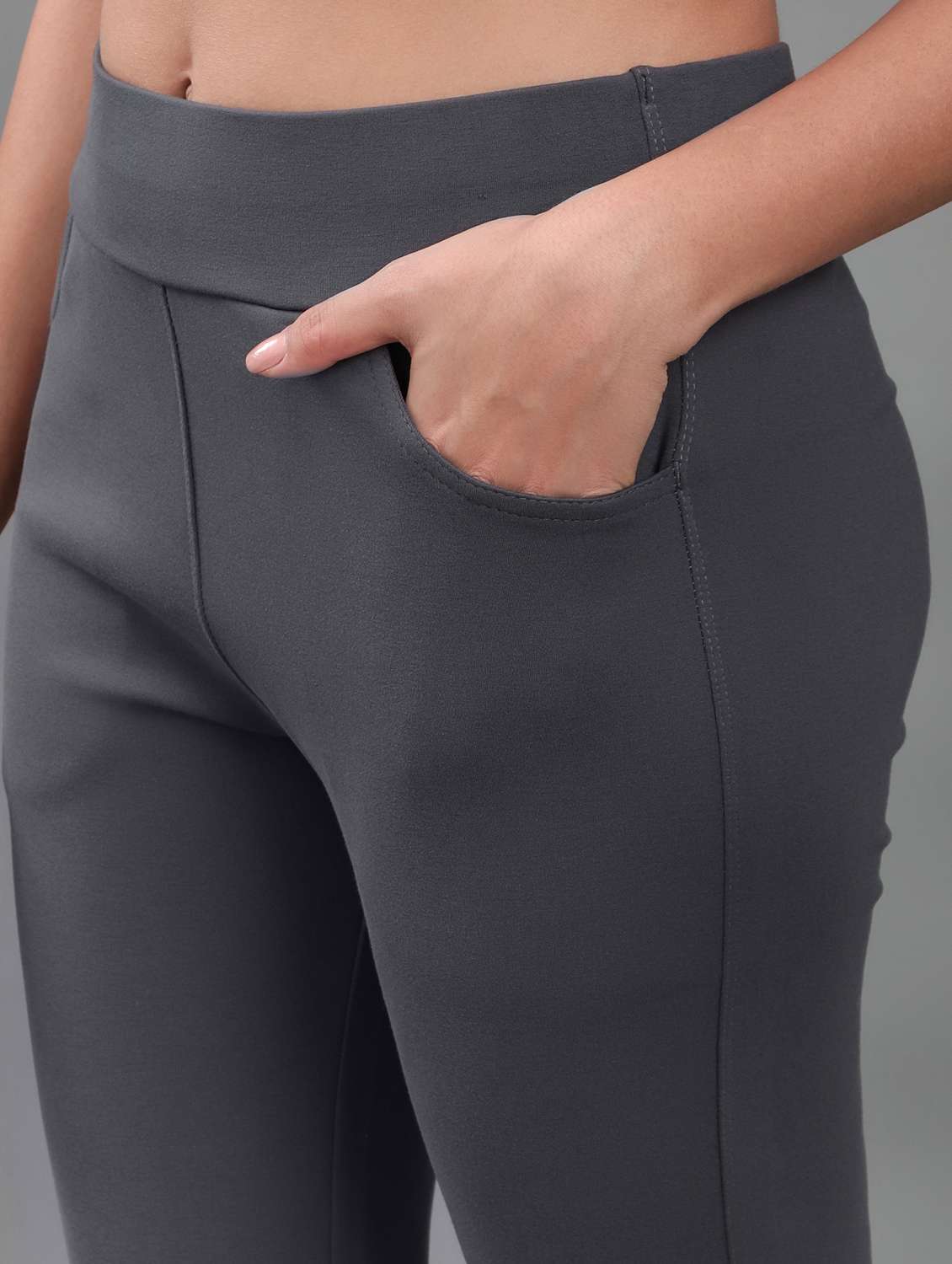 women solid mid rise track pant - 22141290 - Standard Image - 5