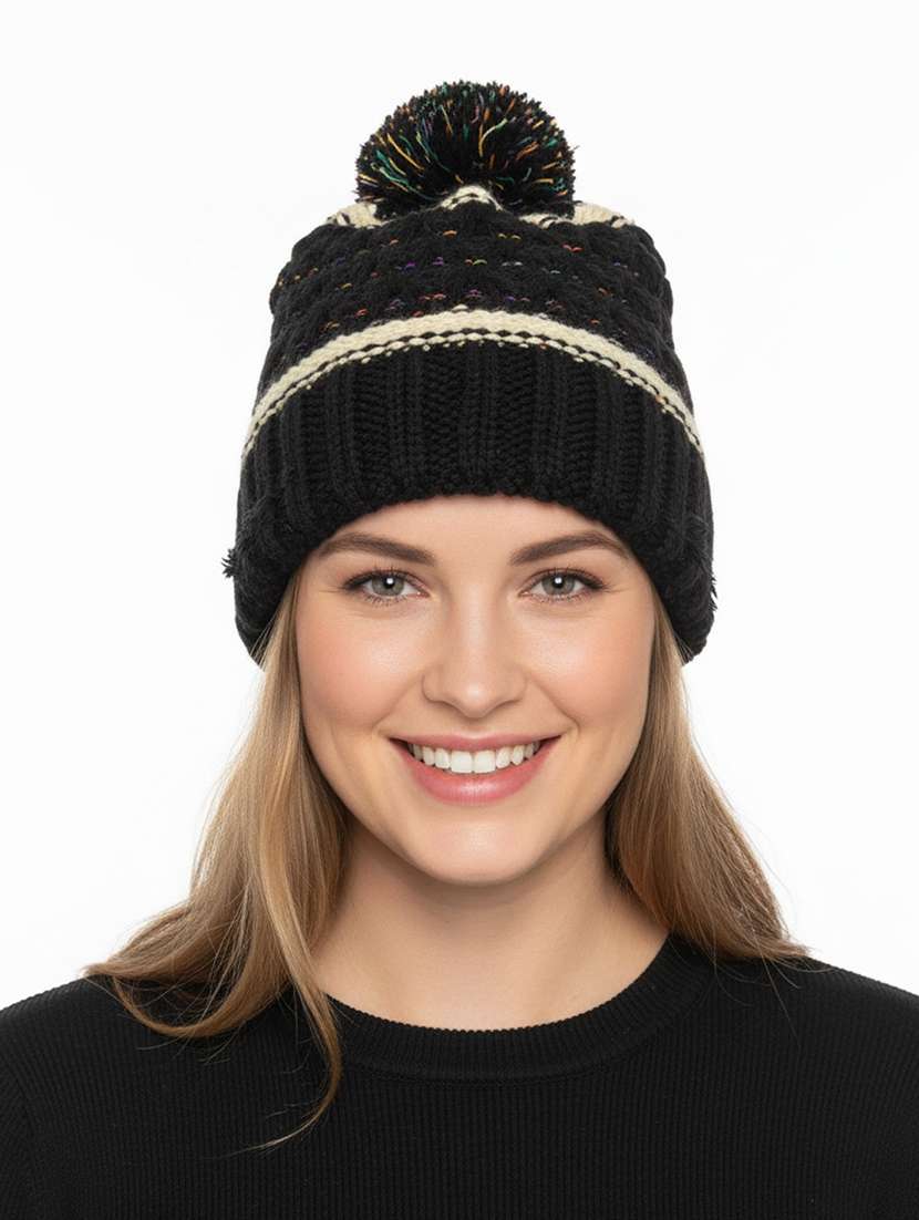women self design winter cap - 22141293 -  Zoom Image - 0