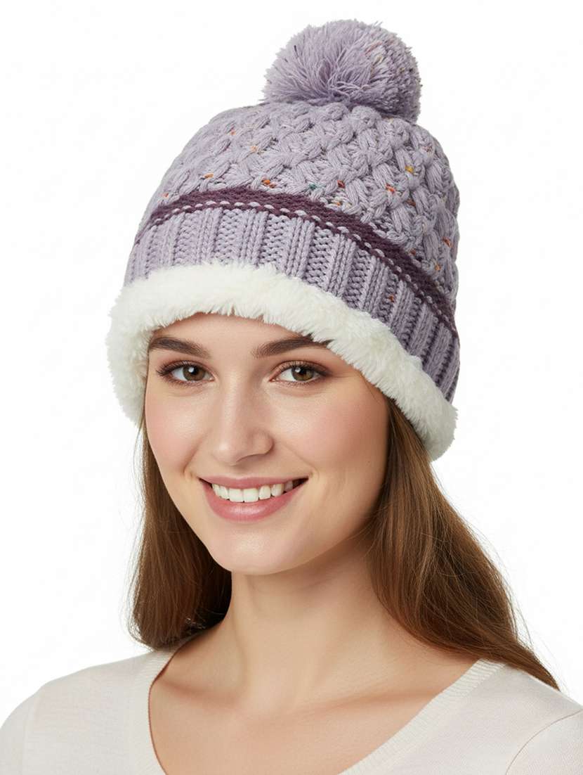 women self design winter cap - 22141294 -  Zoom Image - 0