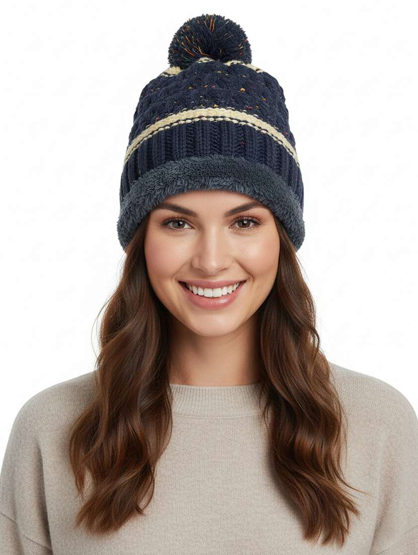 women self design winter cap - 22141295 -  Zoom Image - 0