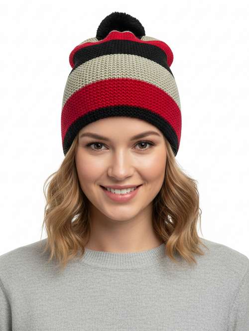 women self design winter cap - 22141298 - Standard Image - 0