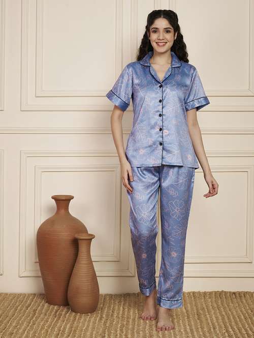 women printed nightwear pyjama set - 22141308 - Standard Image - 0