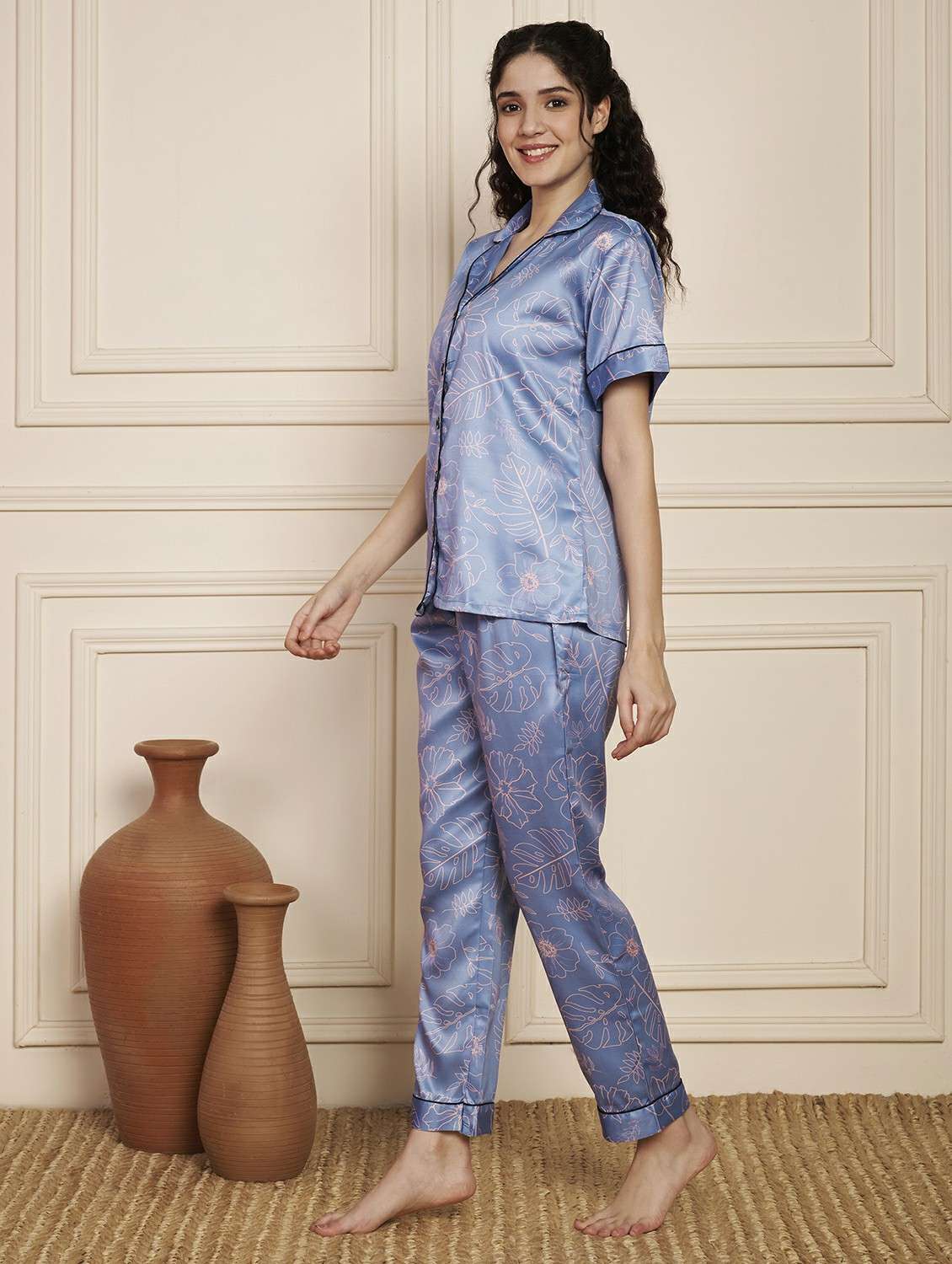 women printed nightwear pyjama set - 22141308 - Standard Image - 3